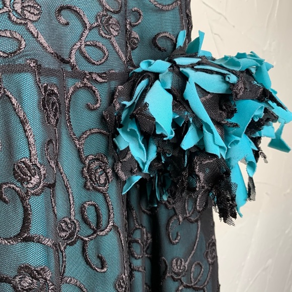 D-Tox New York Embroidered Lace Overlay Strapless Dress Turquoise and Bl… - Picture 5 of 10